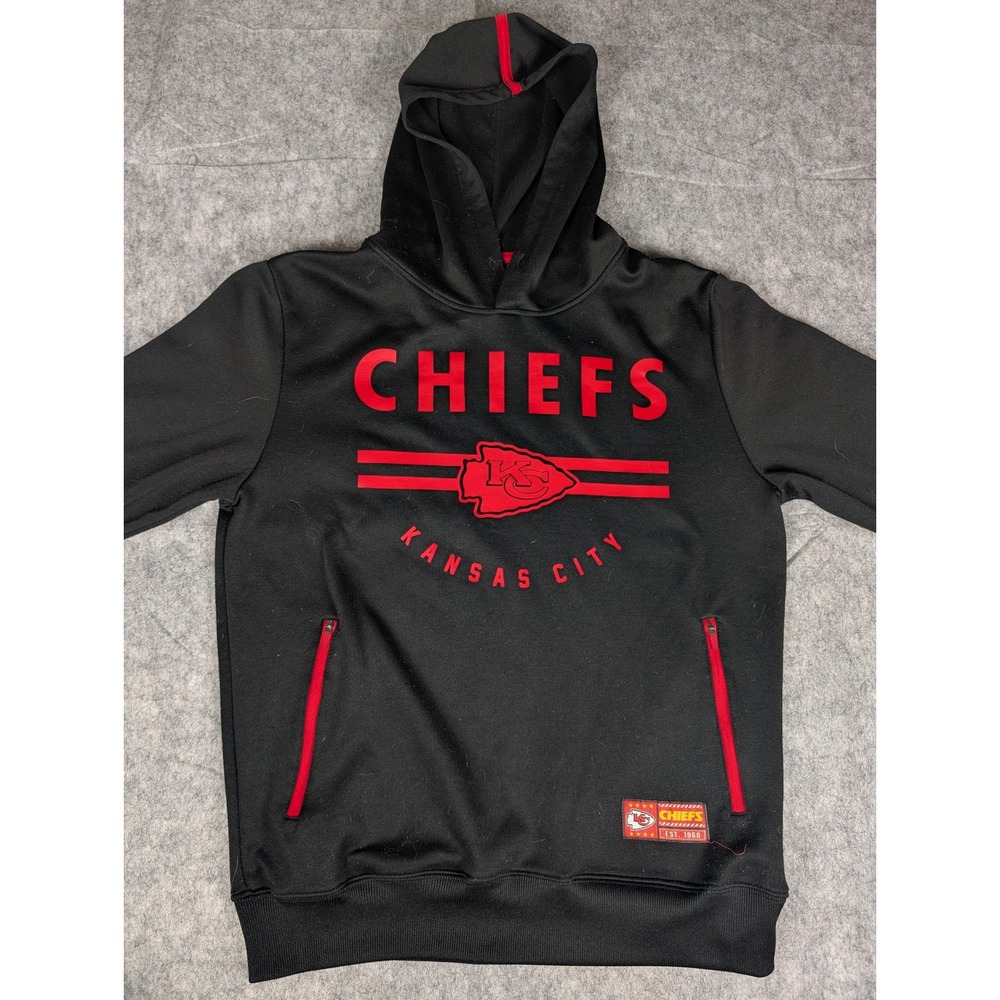 Kansas City‎ Chiefs NFL Team Apparel Black Red Hoodie Mens Small - Picture 3 of 9